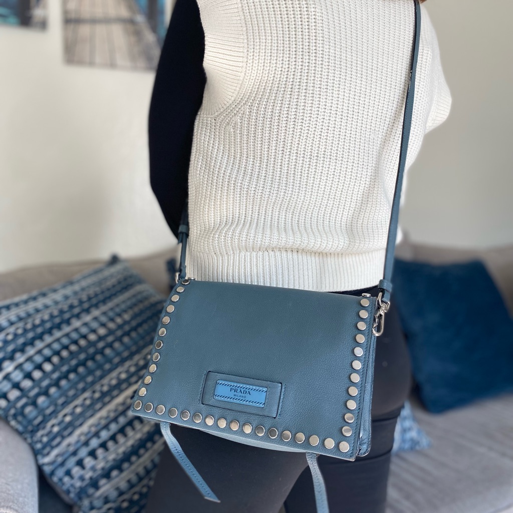 Prada | Bags | Prada Etiquette Flap Bag Studded Glace Calfskin 